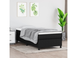 Cama Box Spring Con Colchón Tela Negro 80x200 Cm