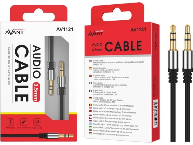 Cable de Audio Jack 3.5 mm AVANT CONNECT AV1121N (1m - Negro)