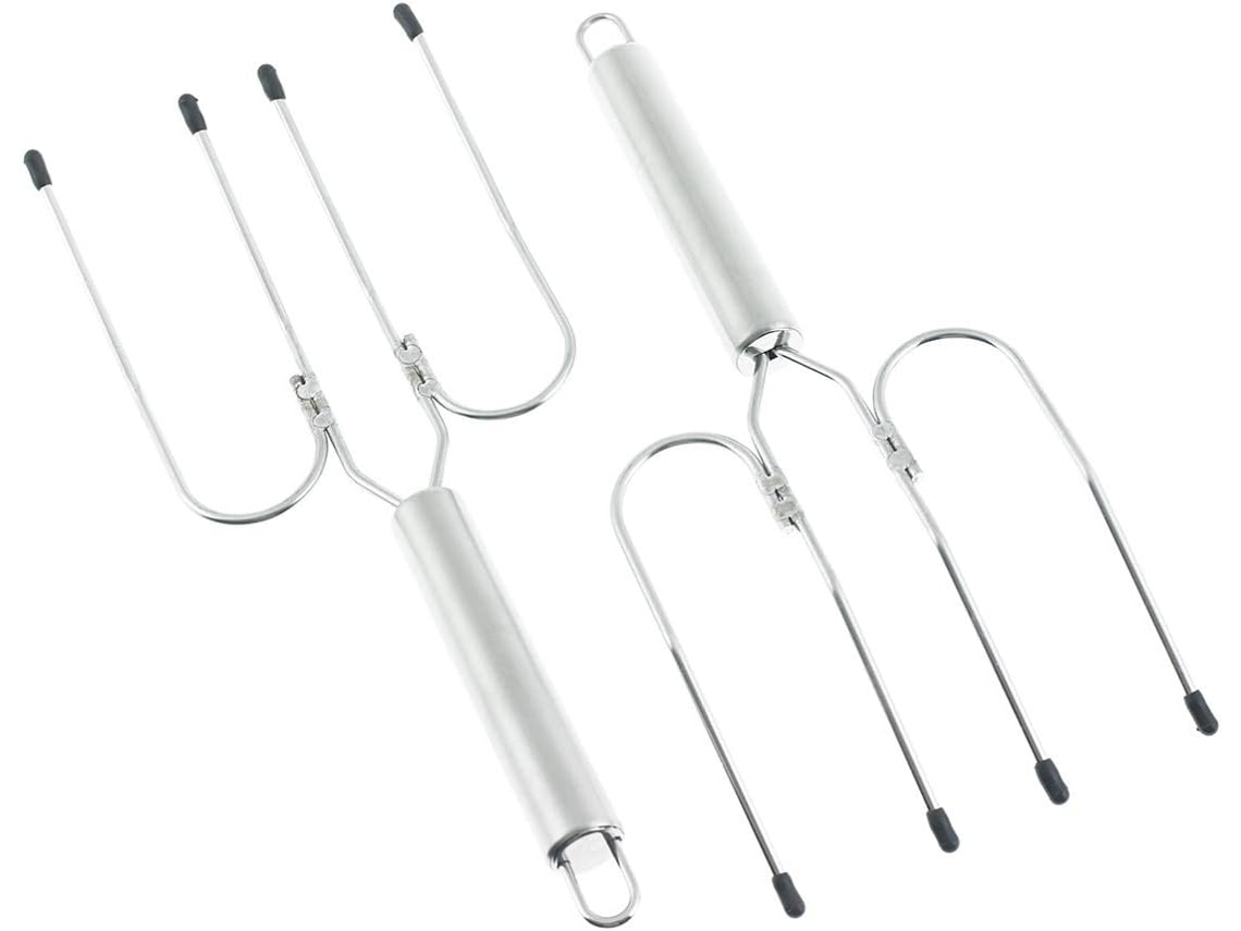 JILLIOPER Tenedores multiusos para trinchar, mango ergonómico para mayor comodidad, elevadores de pavo de acero inoxidable, juego de 2, perfectos para asados y 