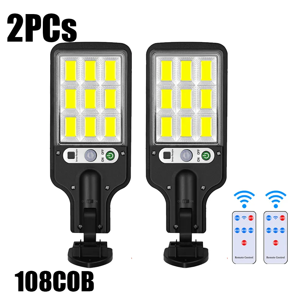 Farola solar de 108 COB, inalámbrica, con sensor de movimiento y 3 modos de iluminación, ideal para puerta de entrada, jardín o porche. Aeuzwr