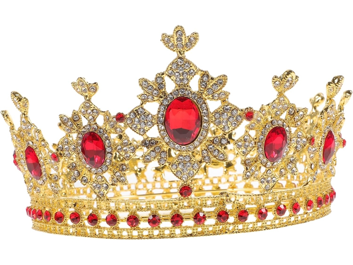 Coroa De Casamento Redonda Com Strass, Estilo Europeu E Americano, Dourada E Vermelha, Para Mulheres.