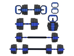Juego de entrenamiento de fuerza con pesas rusas 6 en 1, ajustable, 30 kg, azul