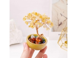 Árbol Cristal Natural Citrino Con Filo Cobre, Árbol Dinheiro Feng Shui