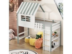 Esta cama infantil mide 90x200 cm, tiene altura regulable e incluye escalera de seguridad, espacio de almacenaje y estructura de madera maciza.
