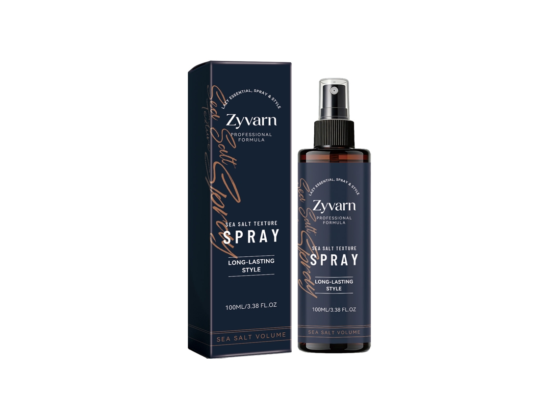 Spray fijador con sal marina Zyvarn, fijación duradera, fácil definición.
