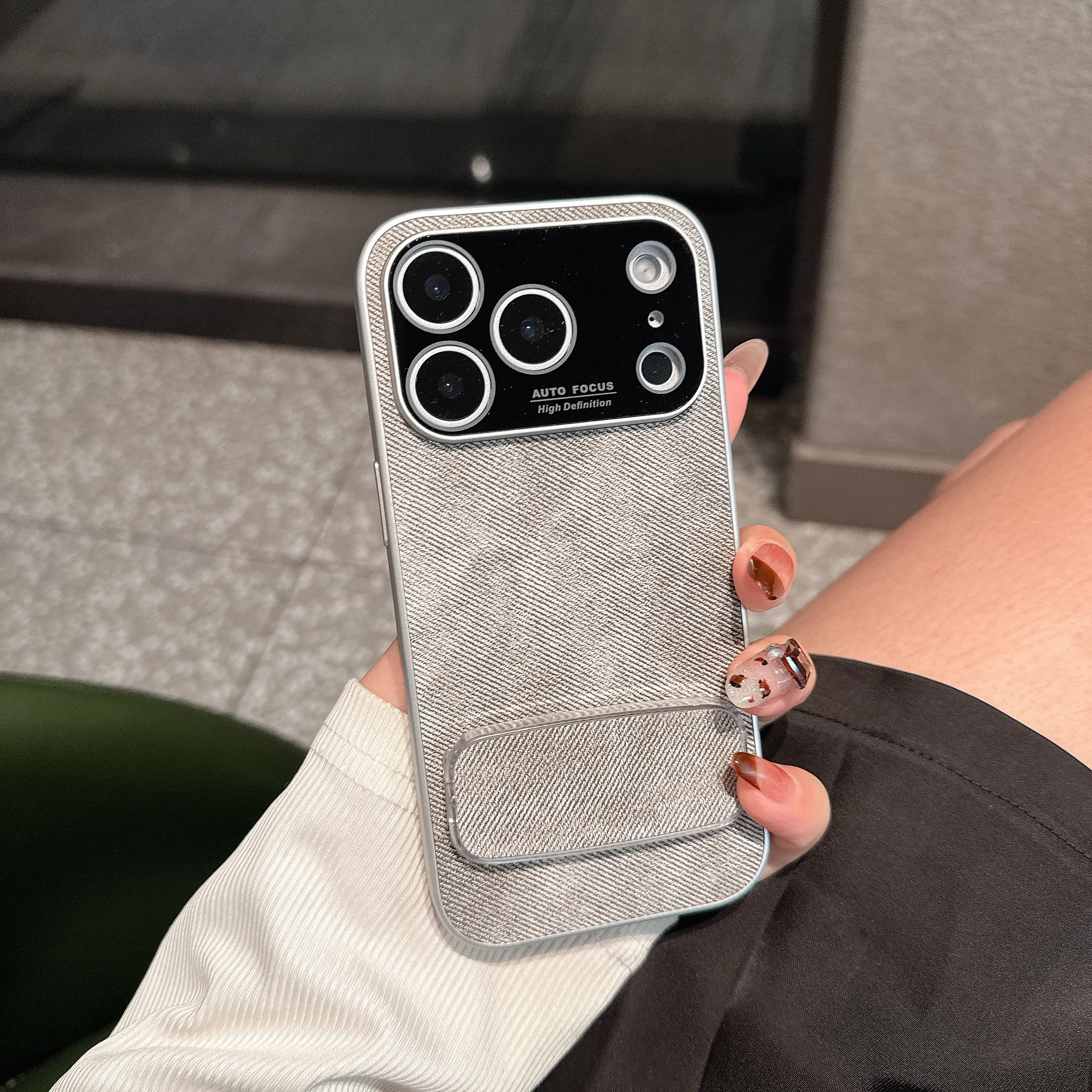 (iphone 14, Gris) Funda De Terciopelo Para Iphone Con Soporte Y Carcasa Suave A Prueba De Golpes.