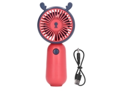 Ventilador Portátil De Mano Usb Recargable Mini Estilo Cuto Cuerno Animal Rojo Rosa Para Viajes