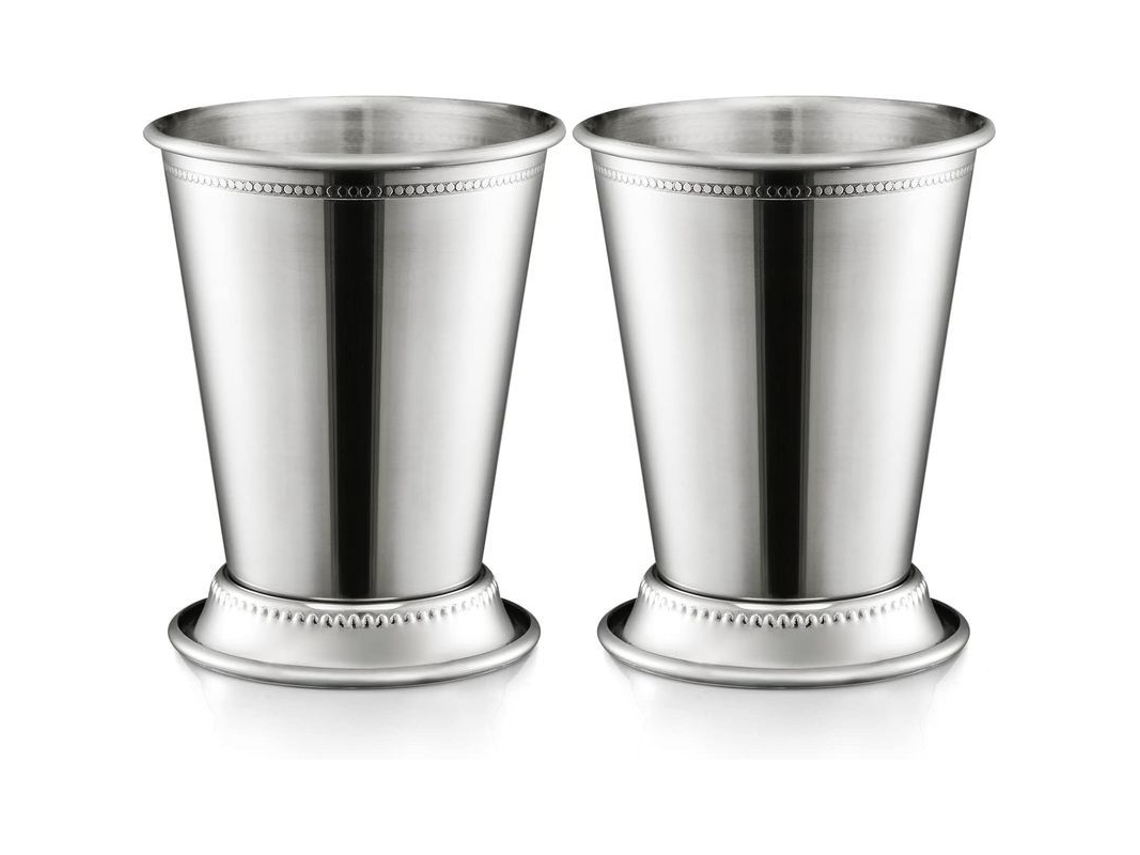 Juego De 2 Vasos Clásicos De Acero Inoxidable Para Mint Julep, 340 Ml, Para Bar, Hogar, Restaurante, Color Plata.