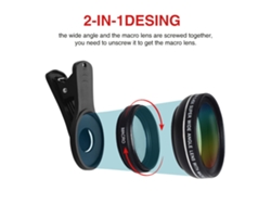 SZSMART  Lente de Zoom  2 em 1 para Smartphone Macro Profissional HD Cor de Rosa
