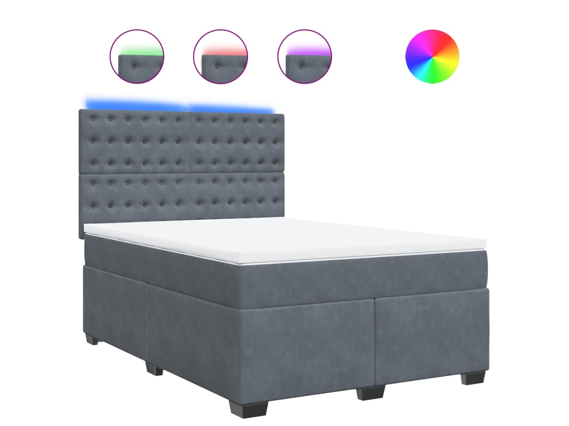 Maison Exclusive - Cama Box Spring Con Colchón Terciopelo Gris Oscuro 160x200 Cm
