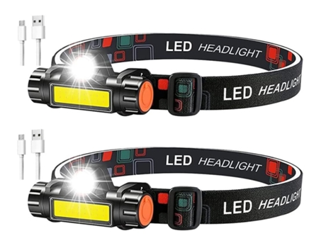 Linterna frontal recargable, potente lámpara frontal LED XPE+COB USB, linterna frontal portátil, resistente al agua, lámpara frontal para caminar, ...