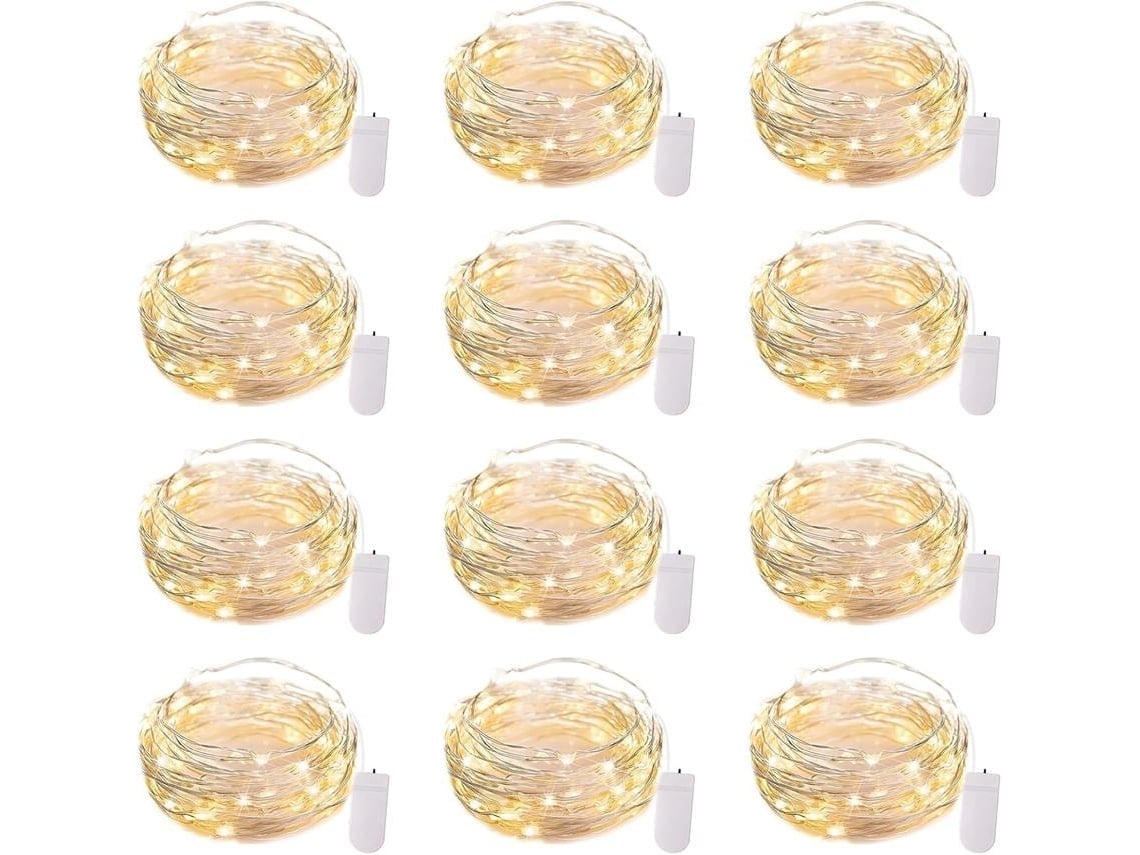 Paquete Con 24 Luces De Hada Led A Batería 6 5 Pies 20led Hilo Plateado Impermeable Para Manualidades Haz Tu Fiesta De Navidad Gusshious Amarillo