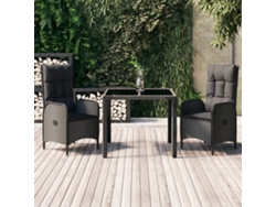 Conjunto de comedor de jardín de 3 piezas DKD Home Decor con cojines de mimbre negros