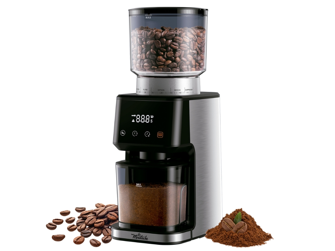 Molinillo de Café Eléctrico GRINDMASTER SILVER 165W con Fresas de Acero Inox. Mecanismo Cónico con 51 Grados de Molido Uniforme, Capacidad 350g
