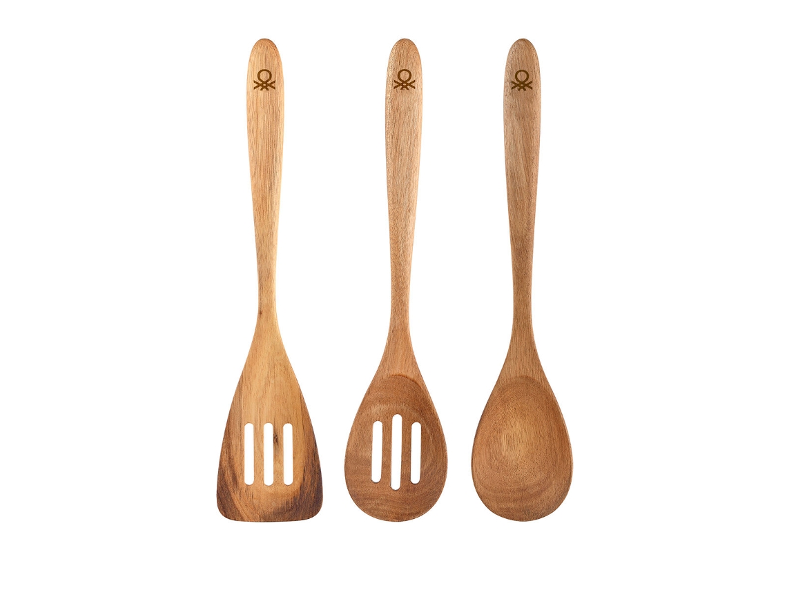 Juego de Utensilios de Cocina BENETTON Safari Madera de acacia (3 Piezas)