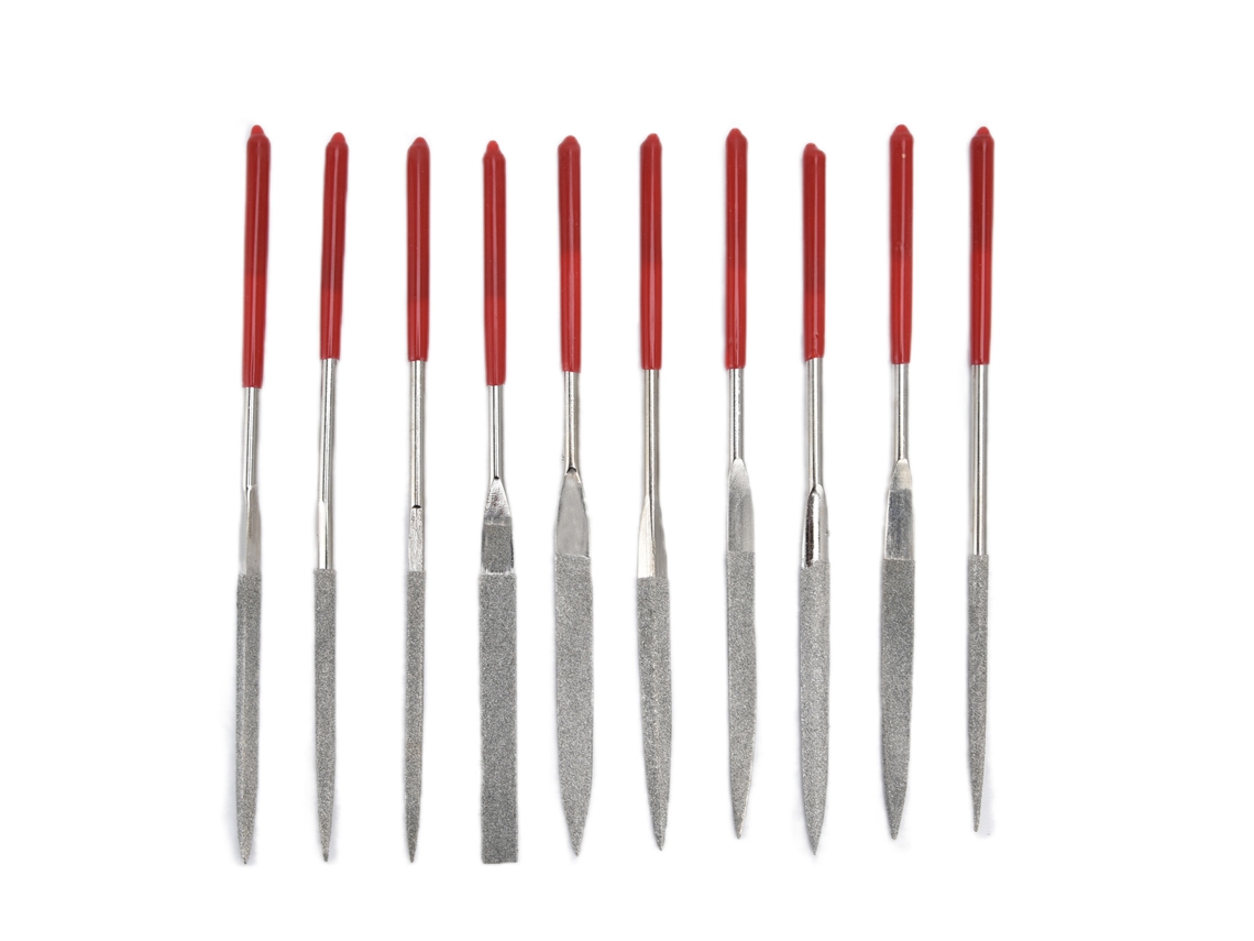 Conjunto De 10 Limas De Agulha Dura E Resistente Com Cabo Confortável 5x180mm Para Joiaria E Gravura
