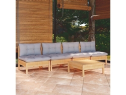Conjunto de jardín de 5 piezas con cojines de pino gris de DKD Home Decor