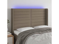Cabecero Con Led De Tela Gris Taupe 147x16x118/128 Cm