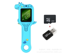 Nuevo juguete infantil con cámara microscópica digital + tarjeta de memoria de 32 GB + lector de tarjetas YUNZII (Dinosaurio Azul)