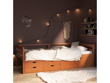 MAISON EXCLUSIVE Cama con cajones y mueble 90x200 cm Pino macizo marrón miel