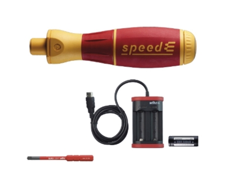 WIHA Juego básico de destornillador eléctrico speedE® I electric surtido de 4 uds., incl. slimBit, batería y cargador USB (44351)