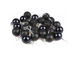 24 Adornos Navideños De Plástico Inquebrantables Mini Bolas 3cm/1.18'' Para Árbol Negro
