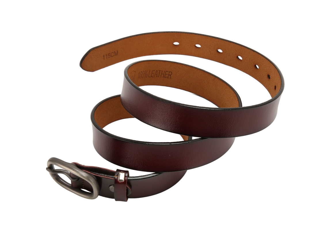 Cinturón Ajustable De Piel Sintética Con Hebilla De Aleación Para Pantalones Y Vestidos, Color Marrón, 115 Cm.