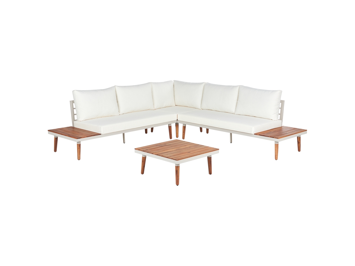 Juego de Exterior de Estilo Moderno BELIANI Corato de Madera de Acacia Blanco 257X257X80