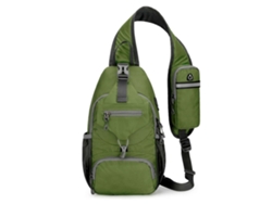 Mochila bandolera para hombre de nailon, multifuncional, para llevar al hombro, en el pecho o para uso informal en viajes, en color verde.