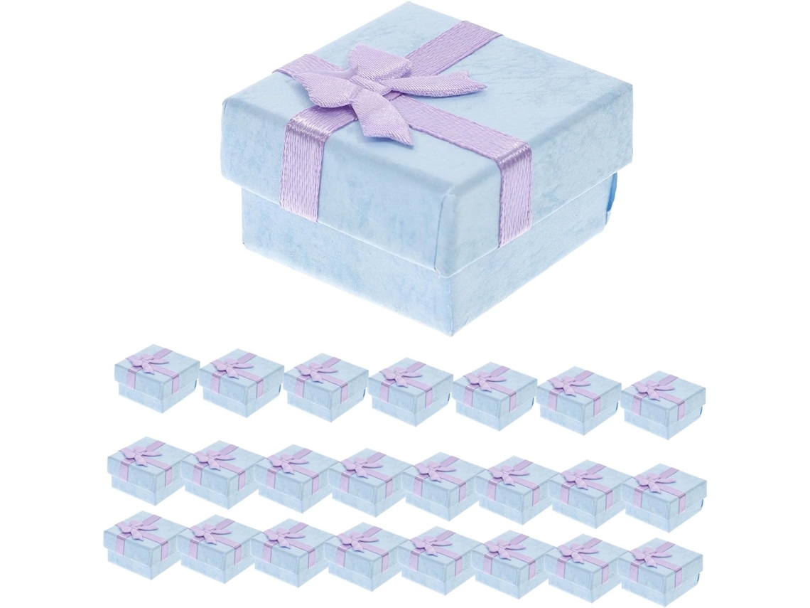 Caja De Joyería Cuadrada De Papel Morado, 24 Piezas
