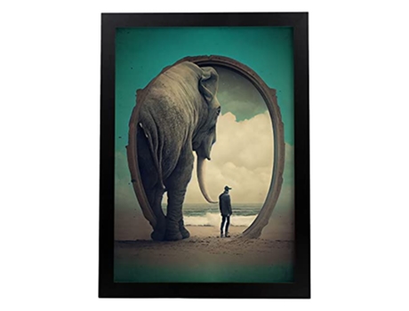 NACNIC Poster Elefante En Estilo Surrealismo Cinematográfico Ilustraciones Y Grabados De Historieta Abstracta Y Artística A3 Marcos Negros