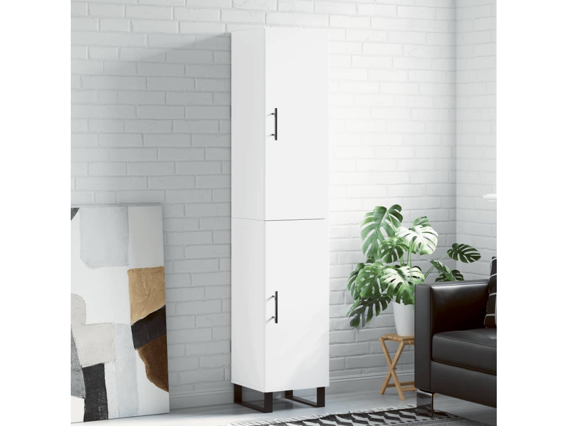 Aparador Alto | Aparador De Comedor | Armario De Cocina Madera Contrachapada Blanco 34,5x34x180 Cm