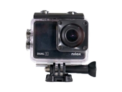Nilox, Action Cam Dual S, Cámara de acción con resolución 4K-60 Fps, Gran angular de 170°, Tela trasera táctil, Resistente al agua hasta 30 m con NILOX