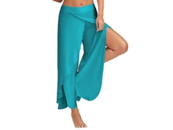 2026-pantalones Harem Palazzo Yoga Mujer Anchos Sueltos Hippie Plus Size Con Entalla Flowy Pam 3xl Azul