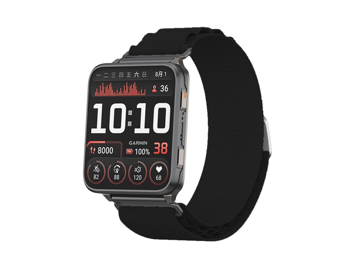Bracelete Para Garmin Venu X1 - Nylon - Alpine Loop - Fivela G - Cabeça De Metal Preta
