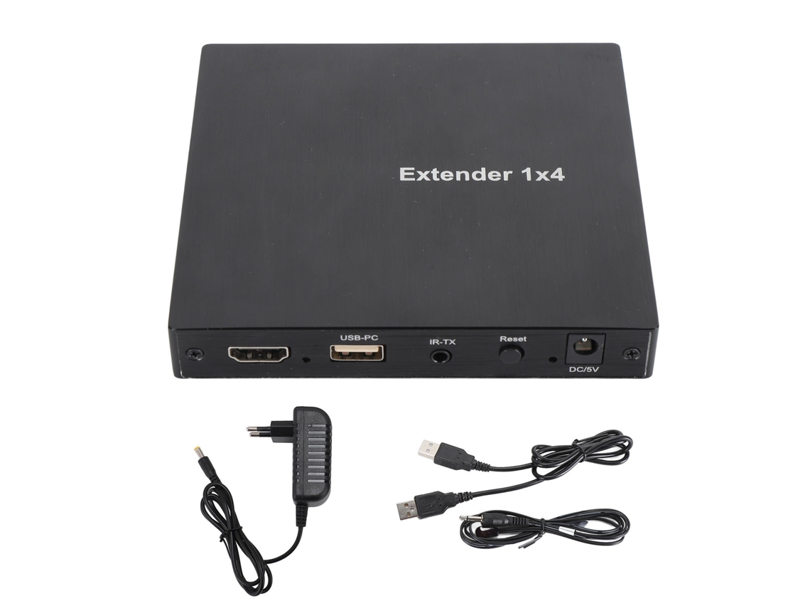 Divisor Extensor Kvm 1x4 Hd 1080p 200m/656ft Para Pc, Portátil Y Decodificador Con Enchufe Europeo.