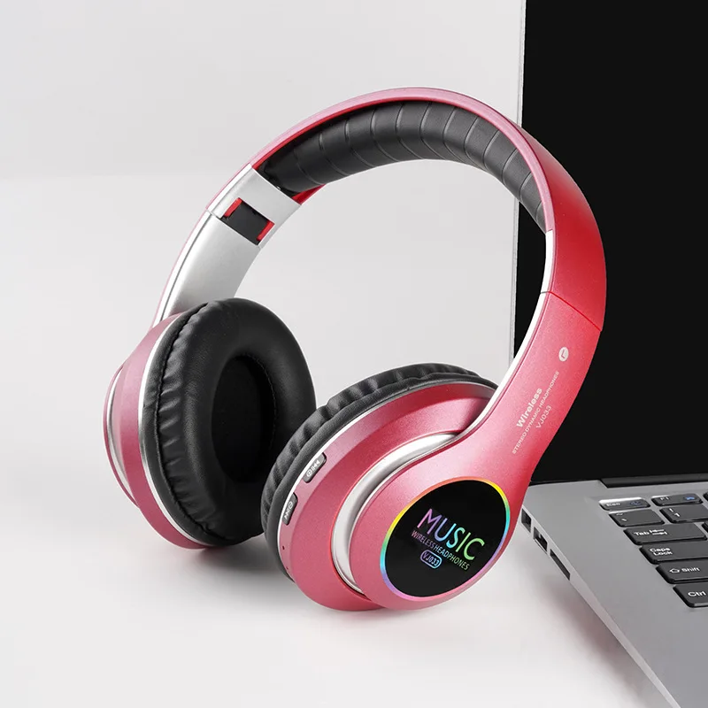 Auriculares Deportivos Supraaurales Inalámbricos Bluetooth Con Led 5.0 En Color Rosa
