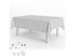 Mantel Hule Rectangular Geométrico Gris Impermeable Antimanchas PVC 140x250 cm  Recortable Uso Interior y Exterior ORYX