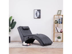 Divánsilla De Masaje Con Almohada De Piel De Ante Artificial Gris Wsd47852
