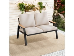 Conjunto De Muebles De Jardín, Sofá De 2 Plazas, Acero Galvanizado, Gris/beige