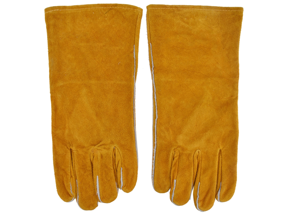 Luvas de solda couro de vaca amarelo rt d1526 para soldagem corte lapidação indústria | S/MARCA