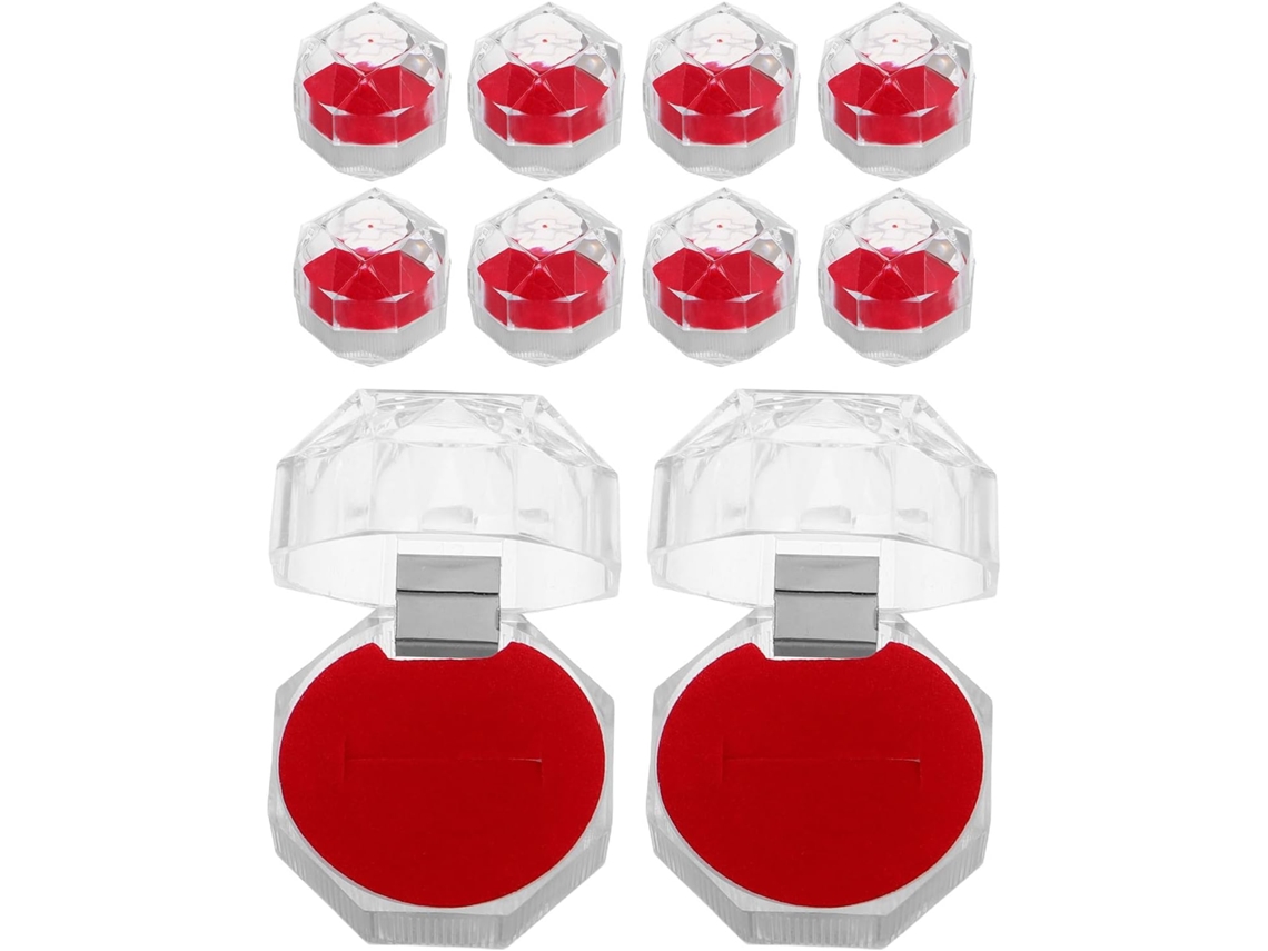 Juego 20 Cajas Joyería Plástico Transparente Ligeras Protectoras Diseño Elegante Guardar Transportar Anillos