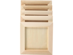 Juego de 5 marcos de madera de 12x12 cm, pintados de blanco, educativos, portátiles, para niños y niñas, ideales para dibujar y realizar actividades (GOKOCO).
