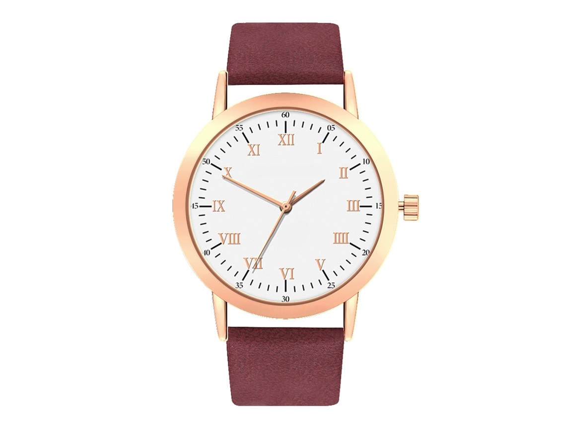 Elegante Reloj De Cuarzo Para Hombre Y Mujer Con Correa De Piel Sintética Morada.