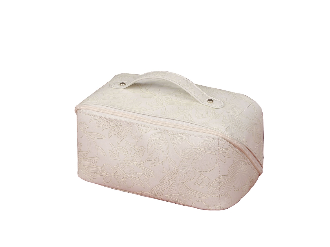 Neceser de viaje para mujer, resistente al agua, con asa, color blanco (23,5 x 12 x 12 cm)