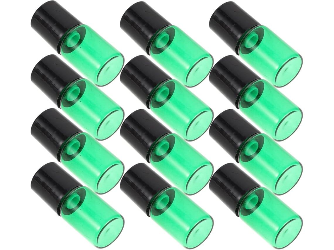 Frascos roll-on recarregáveis de vidro verde de 2 ml, pacote com 15 frascos vazios com ponta esférica para tintas a óleo.