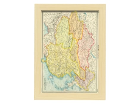 NACNIC Pósters Geográficos En Estilo Vintage. Mapa Político De China. Ilustraciones De Antiguos Mapamundis En Tonos Sepia. Tamaño A3, Con Marco Neg...