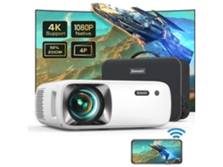 Proyector de video 5g2.4g Wifi Bluetooth, Proyector trasero Full Hd nativo 12000l 1080p, Soporte para proyector portátil Jimveo 4k, Video P Na