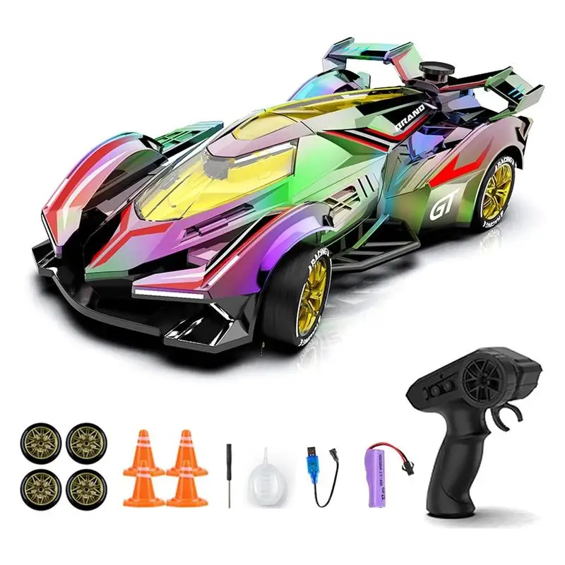 Coche de derrape teledirigido con tecnología 2.4g y efectos de pulverización de ciencia ficción. MDUG