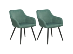 Conjunto de 2 cadeiras de refeição modernas BELIANI Casmalia de Veludo Verde 59x62x78